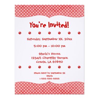 Red and White Polka Dots Party Invite