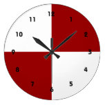 Red and White Rectangles Round Wallclocks