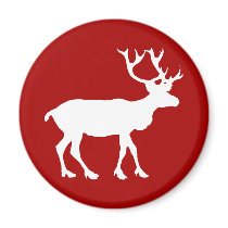 Red and White Reindeer Magnet