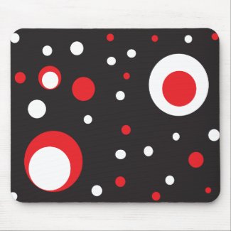 Red and White Retro Circle Mousepad