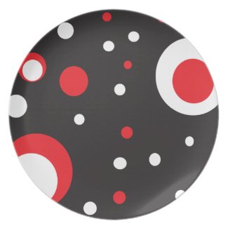 Red and White Retro Circle Plate