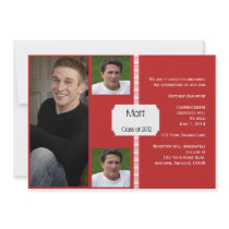 Red and White Retro Photo Graduation Invite