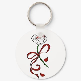 Red and White Rose keychain