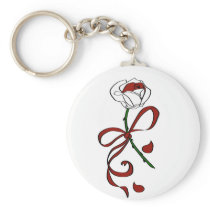 Red and White Rose Key Chain