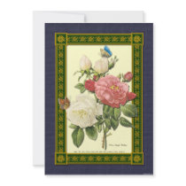 Red and White Roses Botanical Invitation by thegardenpages Red and White Roses Botanical Invitation