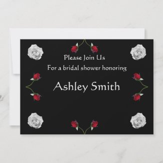 Red and White Roses bridal shower invitation