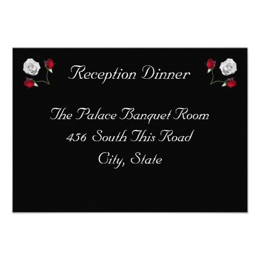 Red and White Roses reception card Invite
