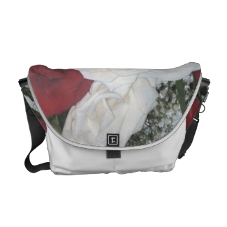 Red and White Roses Rickshaw Messenger Bag