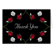 Red and White Roses thank you card