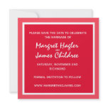 Red and White Save the Date Personalized Invite
