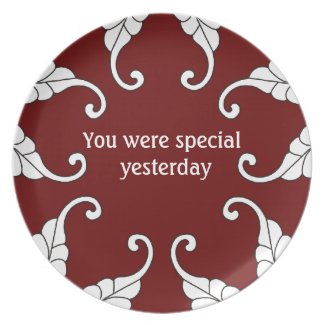 Red and White Silly Special Plate plate