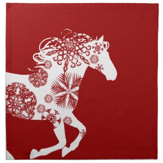 Red and White Snowflake Christmas Horse Napkins