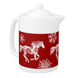 Red and White Snowflake Christmas Horse