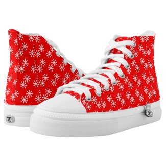 Red and White Snowflake Sneakers