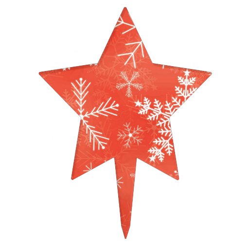 Red and White Snowflake Pattern Cake Topper
