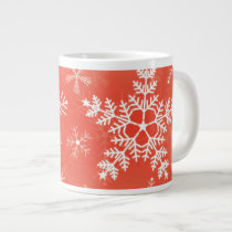 Red and White Snowflake Pattern Extra Large Mugs