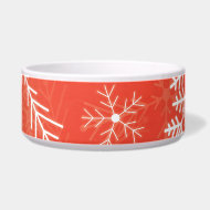 Red and White Snowflake Pattern zazzle_petbowl