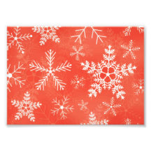 Red and White Snowflake Pattern Photo Print