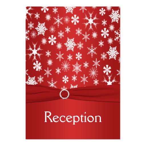 Red and White Snowflakes Enclosure Card Business Card Template (front side)