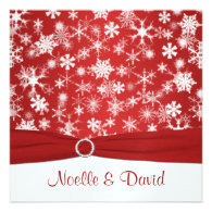 Red and White Snowflakes Wedding Invitation