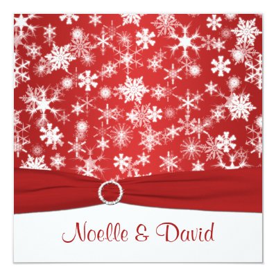 Red and White Snowflakes Wedding Invitation