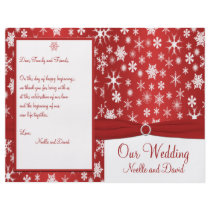 Red and White Snowflakes Wedding Program Flyer