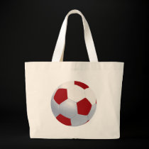Red and White Soccer Ball Canvas Bag
