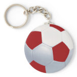 Red and White Soccer Ball Keychain