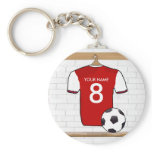 Red and white soccer jersey keychain