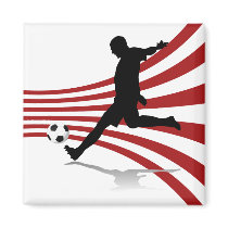 Red and White Soccer Player Magnet