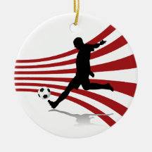 Red and White Soccer Player Ornament