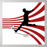 Red and White Soccer Player Poster