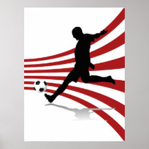 Red and White Soccer Player Poster