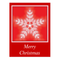 Red and White Star Snowflake Christmas Postcard