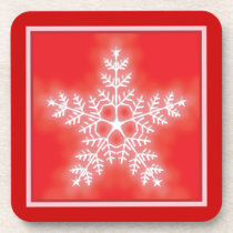 Red and White Star Snowflake Coaster