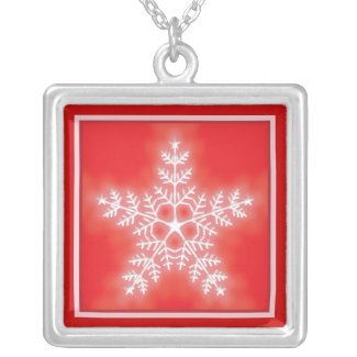 Red and White Star Snowflake necklace
