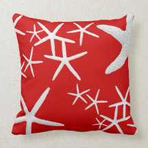 Red and White Starfish Decorative Throw Pillow
