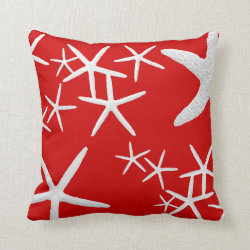 Red and White Starfish Decorative Throw Pillow Pillows