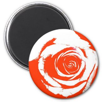 Red and White stark rose bloom graphic magnet