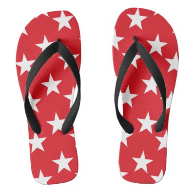 Red and White Stars Flip Flops