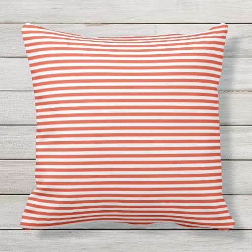 Red and White Stripe Outdoor Pillow Zazzle