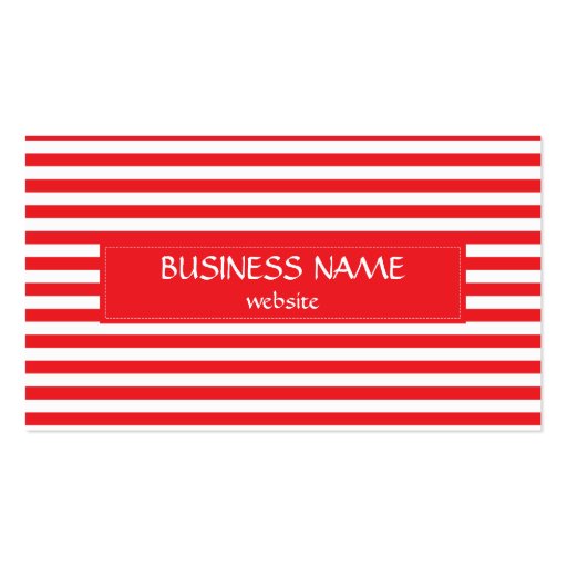 Red and White Striped Pattern Business Card (back side)