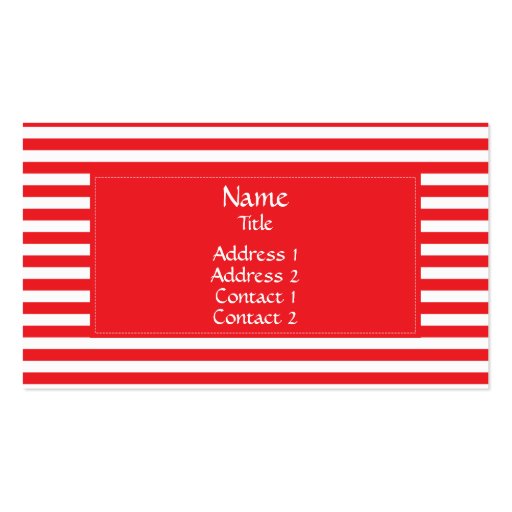 Red and White Striped Pattern Business Card (front side)