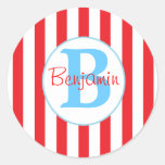 Red and White Striped Sticker