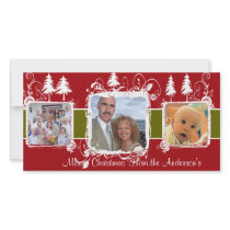 Red and White Swirly Frame Holiday Family Photo photo cards by samack Red and White Swirly Frame Holiday Family Photo photo cards