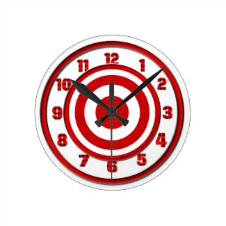 Red and White Target Round Wall Clock