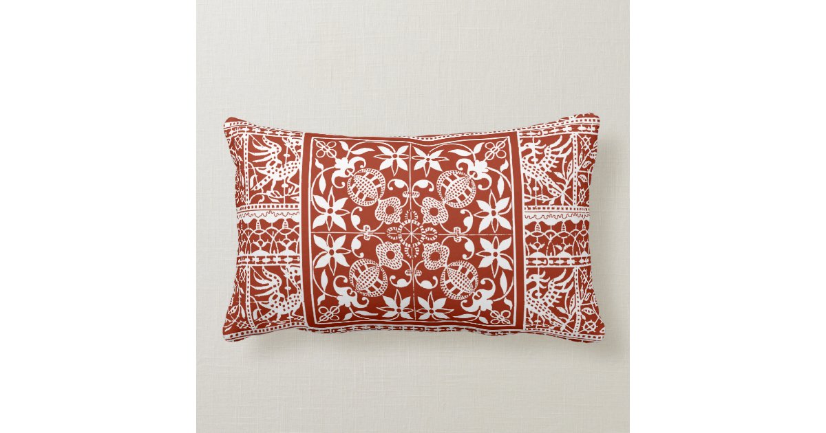 Red and White Traditional Home Antique Lace Throw Pillow Zazzle