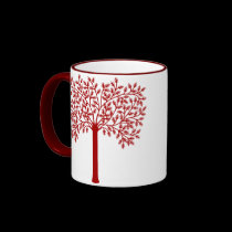 Red and White Tree mugs