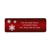 Red and White Trio of Snowflakes Return Address Label