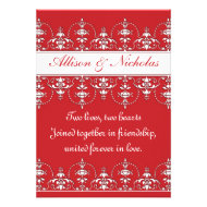 Red and White Victorian Style Wedding Invitation